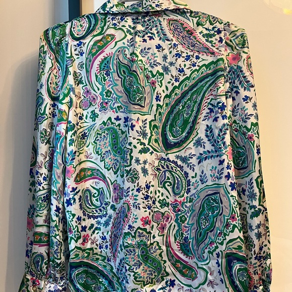 Zara Summer Print Button Silk Blouse XS - Picture 4 of 5